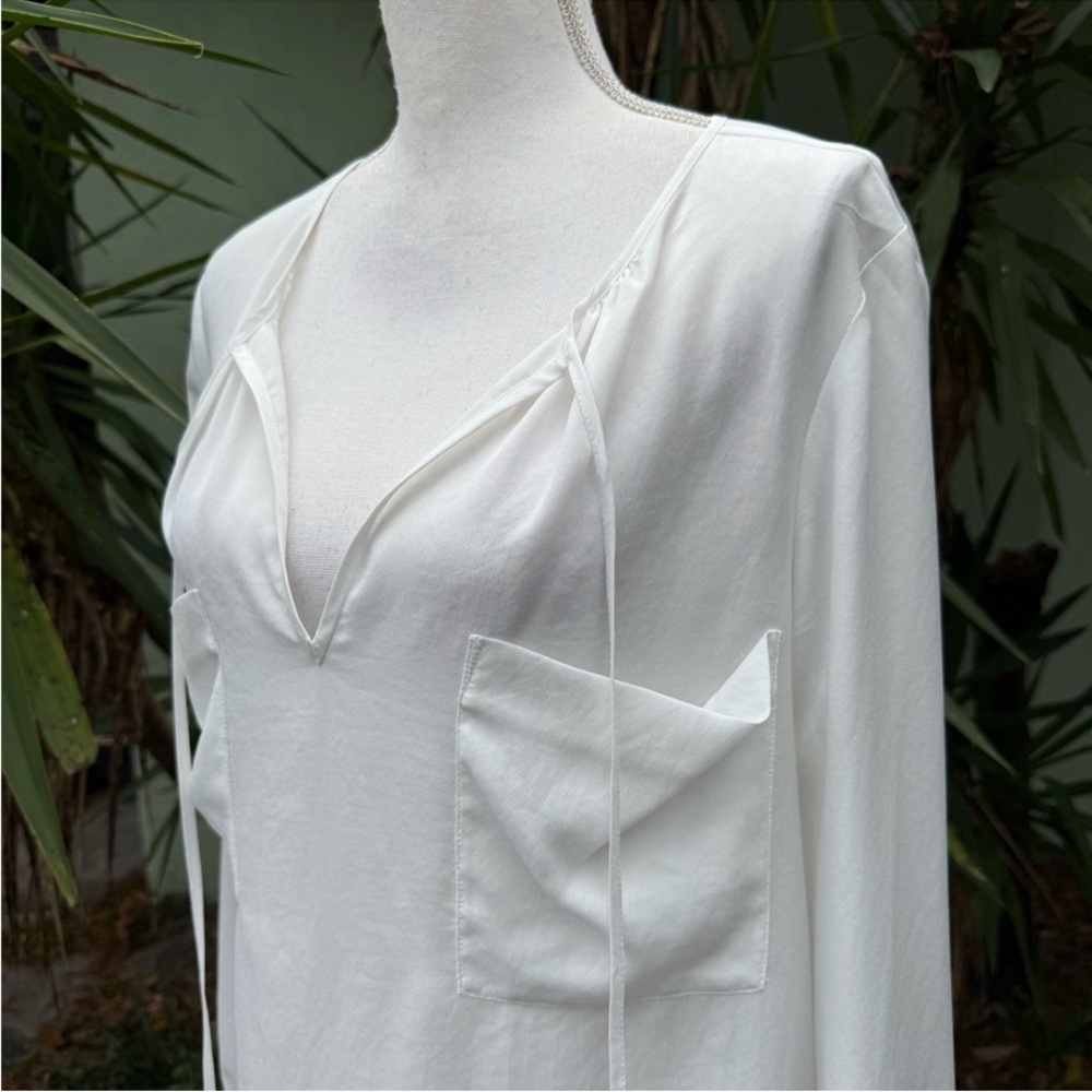 Sheer V Neck Boho Slouchy Blouse